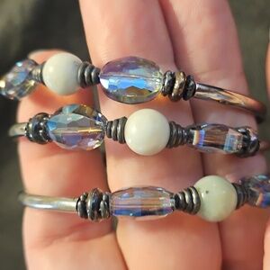 Elegant Silver and Blue Beaded Wrap Bracelet